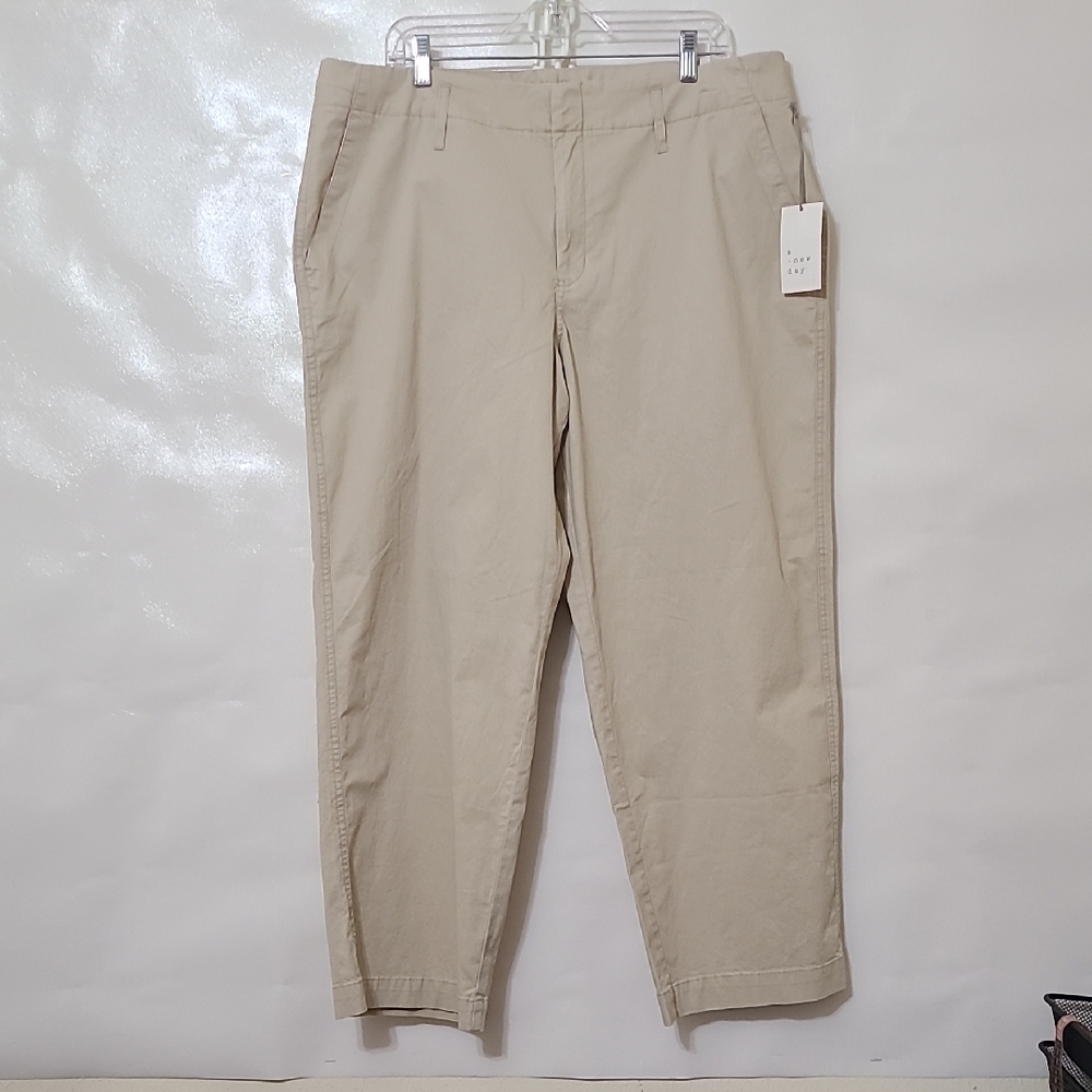 A New Day Women's Straight Leg High‎ Rise Stretch Cotton Tan Pants - Size 16 NEW